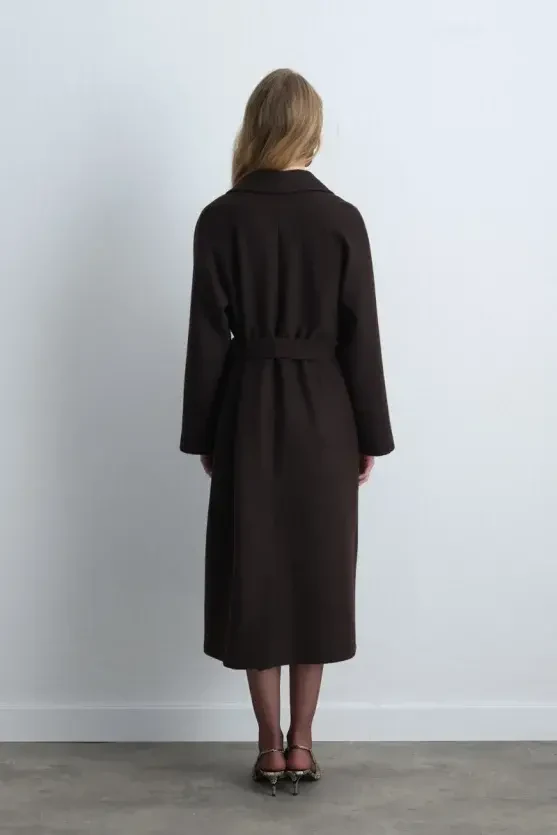 Classic Wool Coat - Brown - Gusto