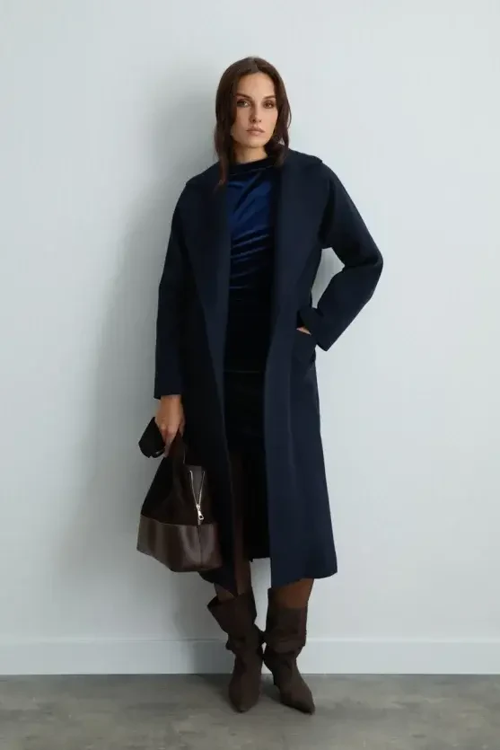 Classic Wool Coat - Navy Blue - 6