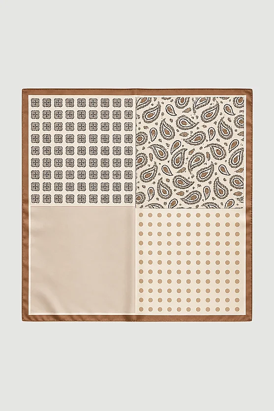 Çok Desenli Modern Fular - Bej - 2