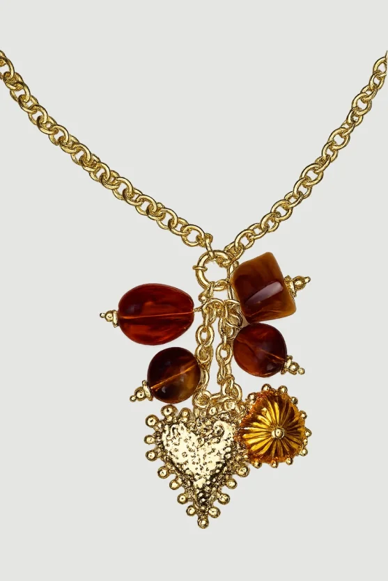 Çok Figürlü Uzun Kolye - Gold - 2