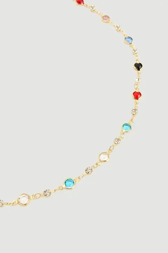 Colorful Stone Necklace - Gold - Gusto