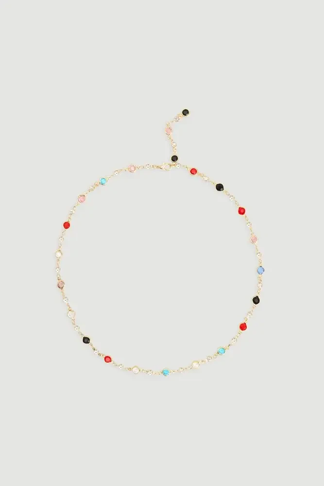 Colorful Stone Necklace - Gold Gold