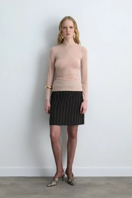 Crew Neck Cashmere Blouse - Powder Pink - Gusto