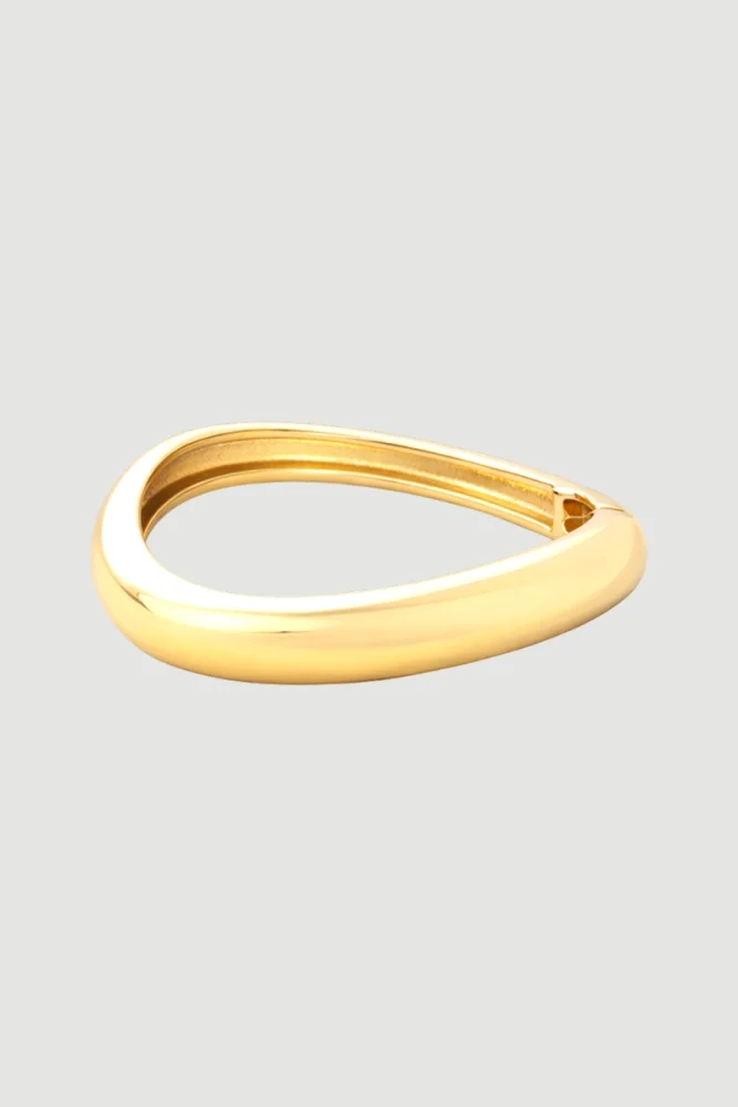 Dalga Görünümlü Kelepçe Bilezik - Gold Gold