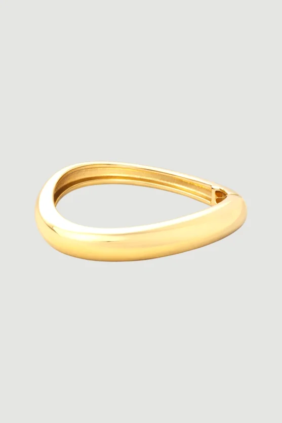 Dalga Görünümlü Kelepçe Bilezik - Gold - 1