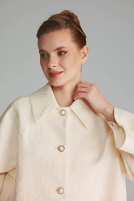 Dantel Kaftan - Ekru - 4