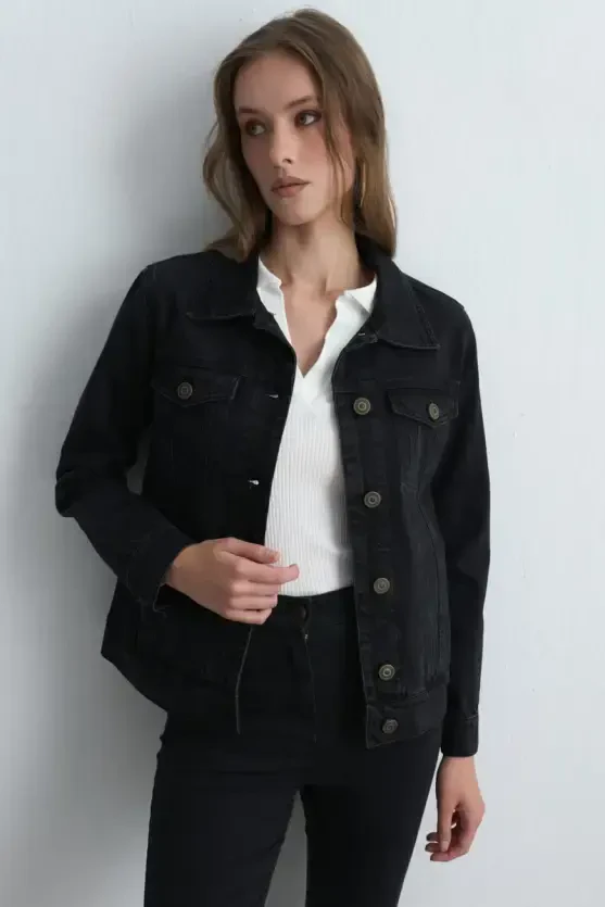 Denim Black Ceket - Siyah - Gusto