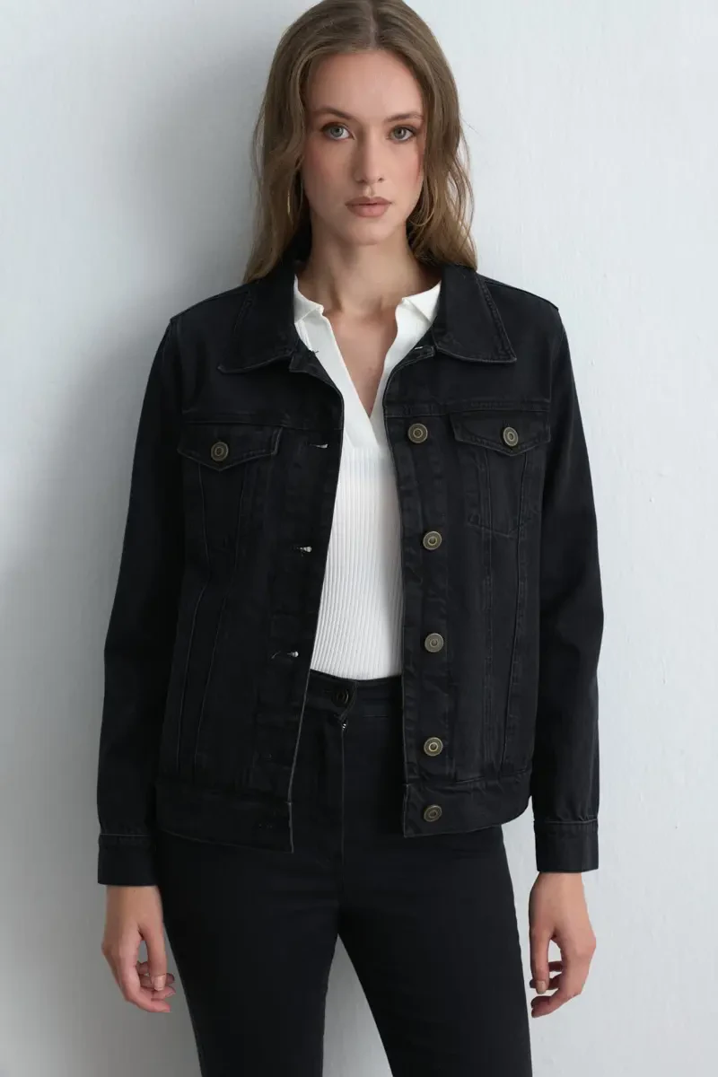 Denim Black Ceket - Siyah - Gusto