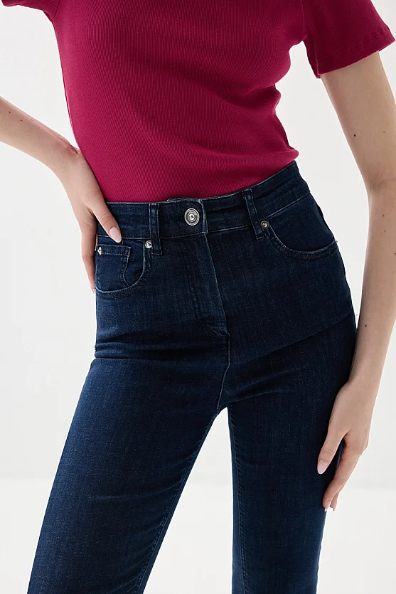 Denim Flare Kot Pantolon - Lacivert - Gusto