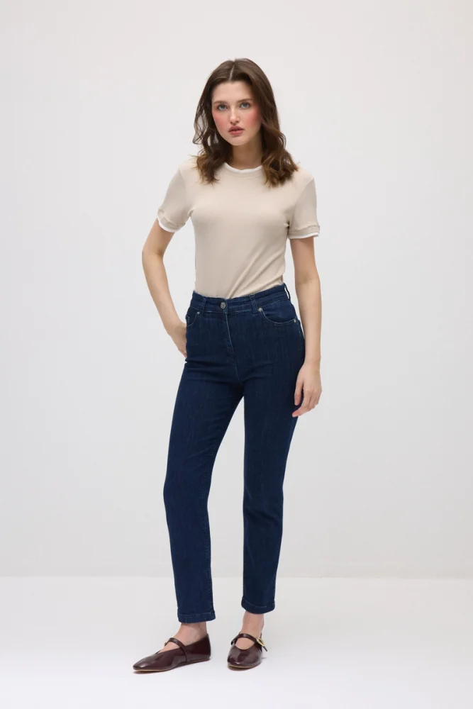 Denim Slim Kot Pantolon - Lacivert - Gusto