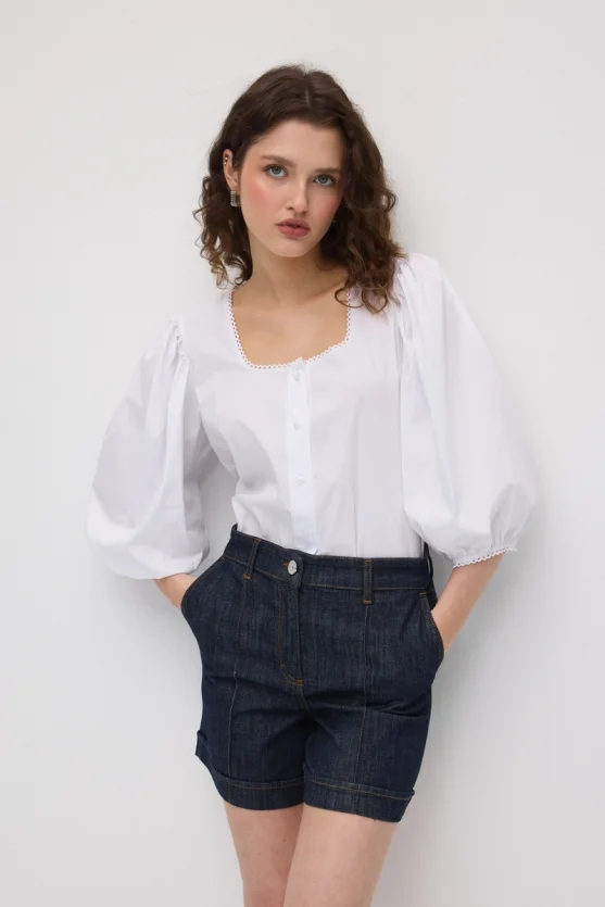 Denim Şort - Lacivert - 1