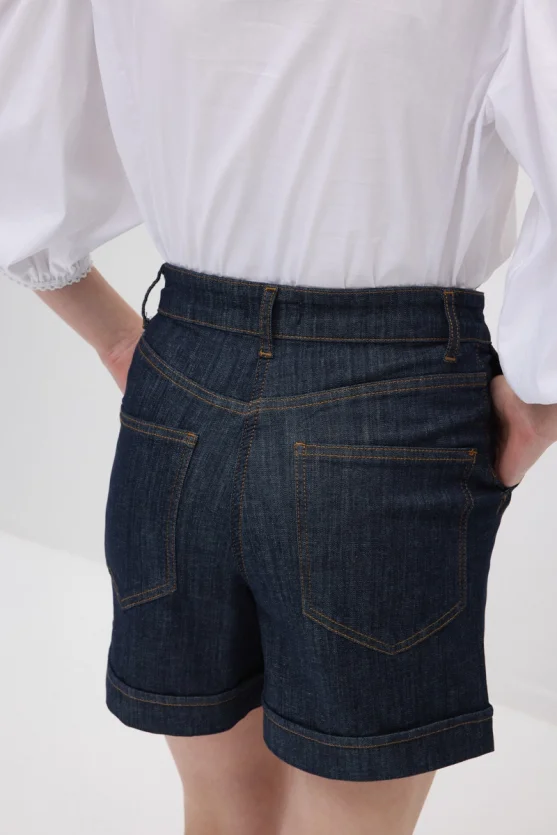 Denim Şort - Lacivert - 5