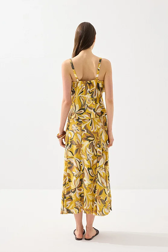 Desenli Askılı Bluz - Sarı - Gusto