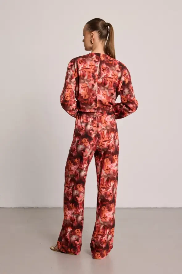 Kelebek Koleksiyonu Keten Pantolon - Bordo - 9