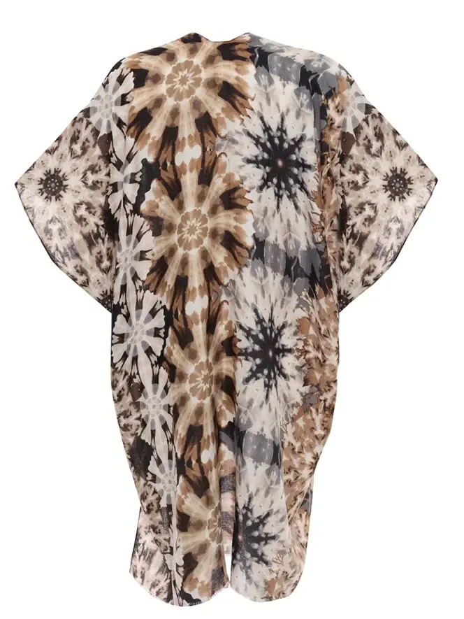 Desenli Kimono - Bej - 8