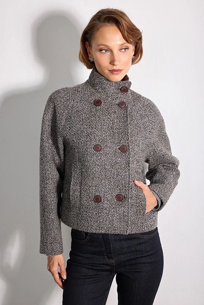 Dik Yakalı Yünlü Ceket - Kahverengi Kahverengi