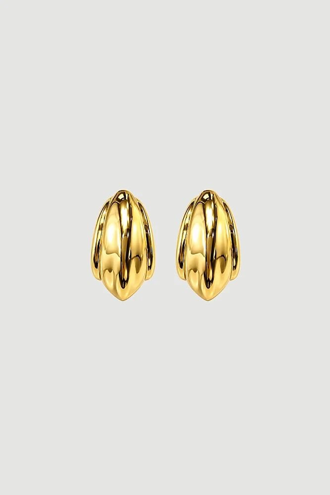 Dokulu Ay Küpe - Gold Gold