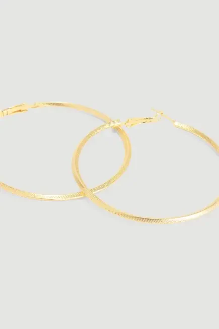 Dokulu Halka Küpe - Gold - Gusto (1)