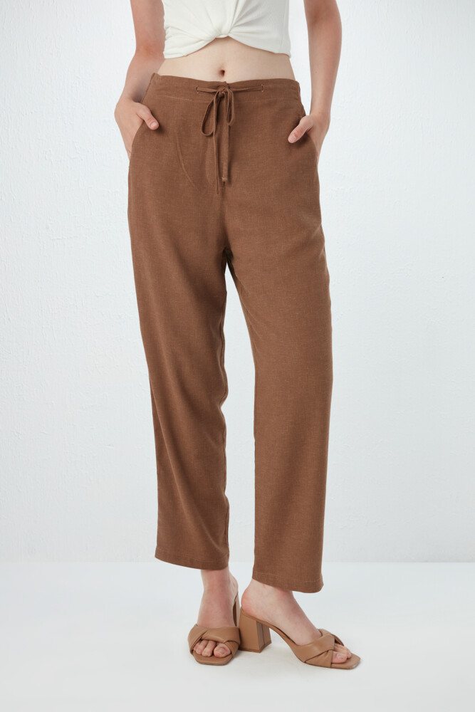 Drawstring Linen Pant - Milky Coffee - Gusto