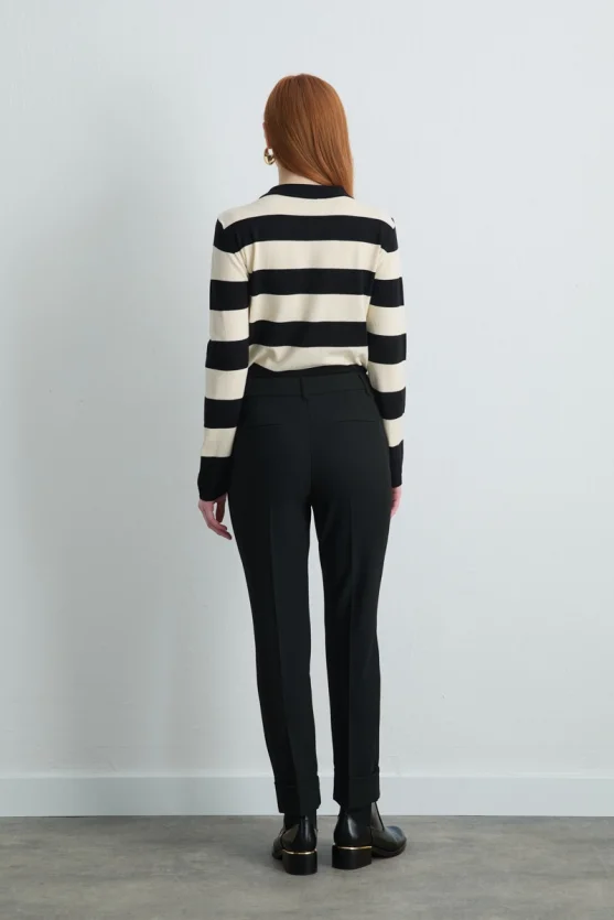 Duble Paça Yüksek Bel Pantolon - Siyah - 6