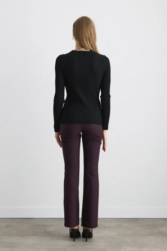 Knot-Detail Viscose Knit Blouse - Black - 5