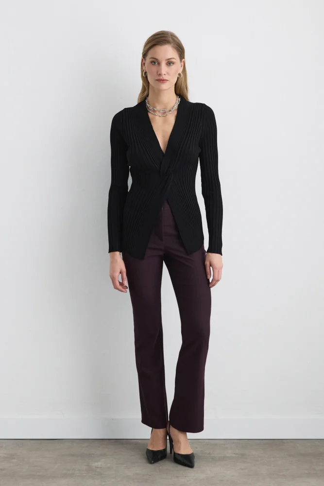 Knot-Detail Viscose Knit Blouse - Black Black