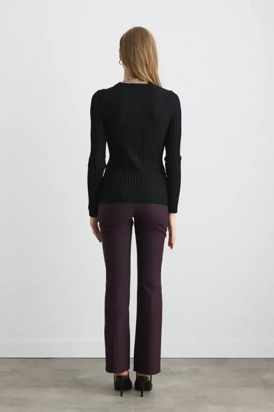 Knot-Detail Viscose Knit Blouse - Black - Gusto