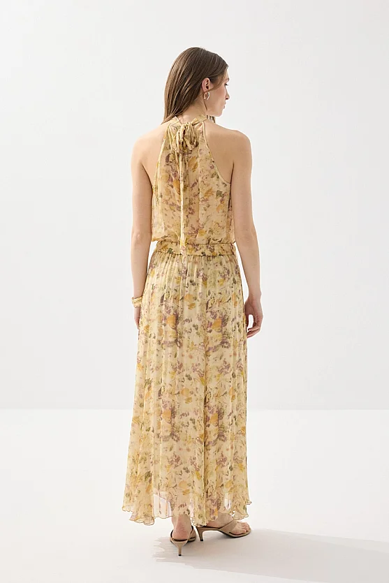 İz Koleksiyonu Eco Print Uzun Etek - Bej - 5