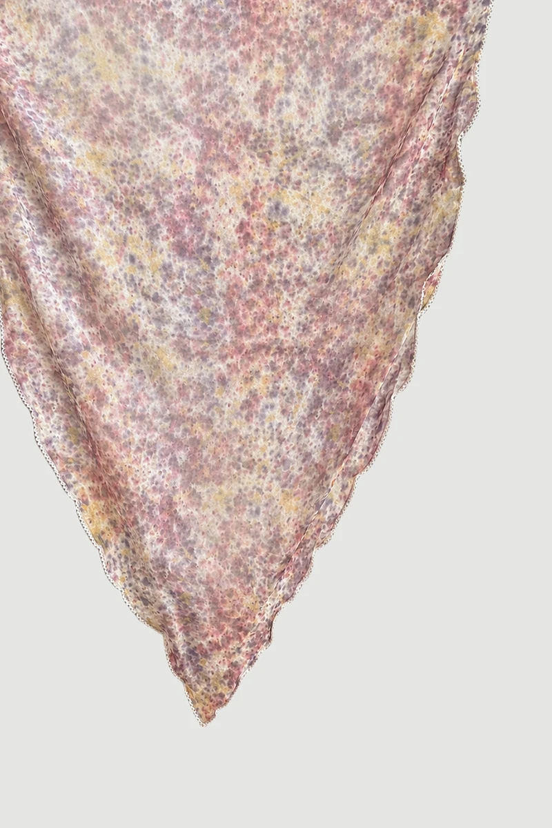 Ecoprint İz Koleksiyonu Nakışlı Şal - Mor - 2