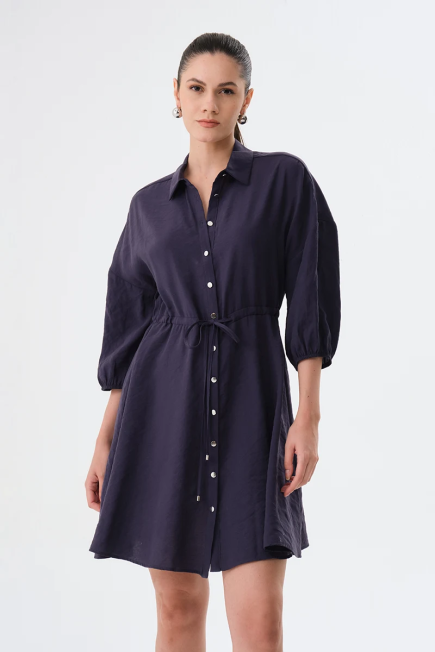 Modal Gömlek Elbise - Lacivert Lacivert