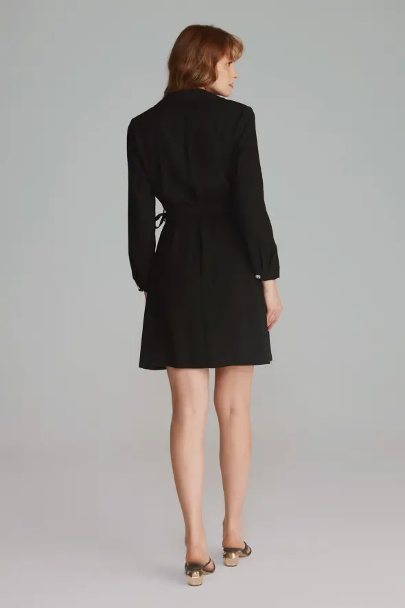 Anvelop Kesim Ceket Elbise - Siyah - 7