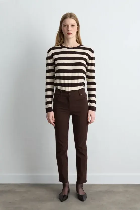 5-Pocket Canvas Pants - Brown - Gusto