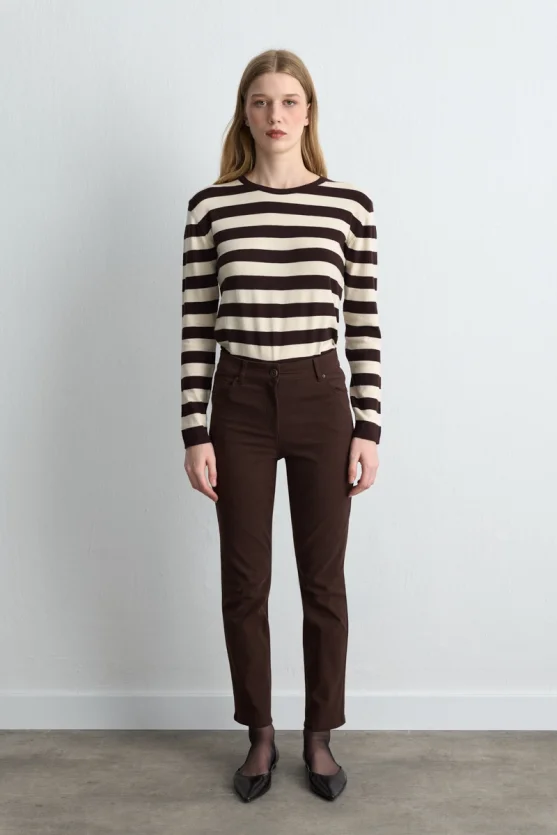 5-Pocket Canvas Pants - Brown - 3