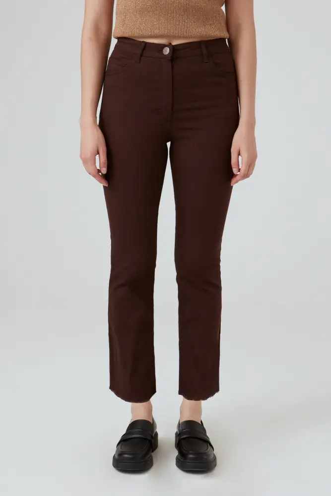 5 Pocket Piped Canvas Pants - Coffee Brown