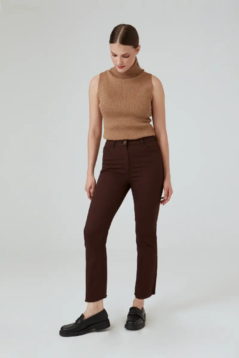 5 Pocket Piped Canvas Pants - Coffee - 2