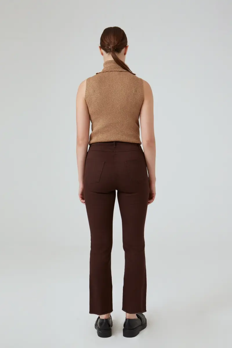 5 Pocket Piped Canvas Pants - Coffee - 4