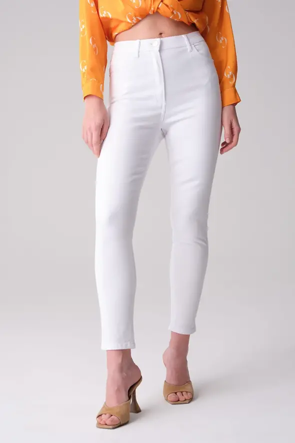 5-Pocket Skinny Pants - White - 1
