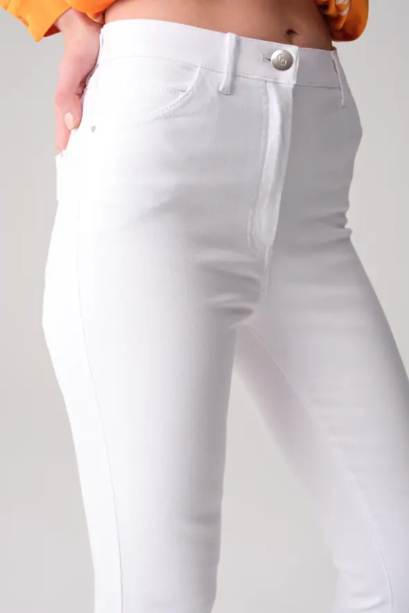 5-Pocket Skinny Pants - White - 5
