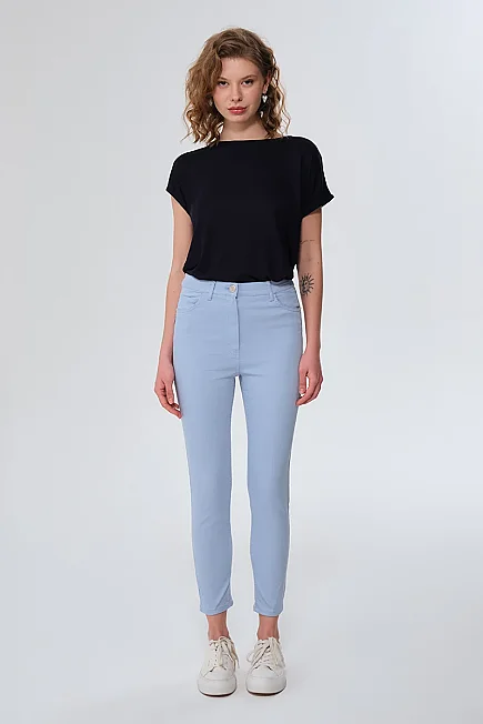 5-Pocket Slim Leg Pants - Blue - Gusto