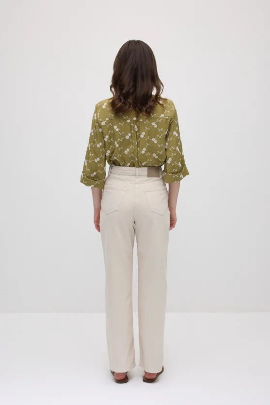 5-Pocket Straight Leg Denim Pants - Beige - 15