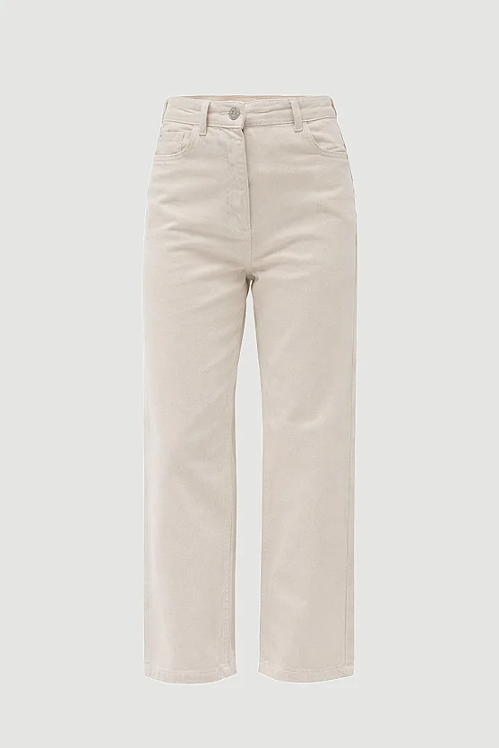 5-Pocket Straight Leg Denim Pants - Beige - Gusto