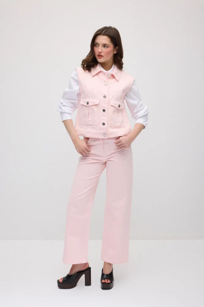 5-Pocket Straight Leg Denim Pants - Pink