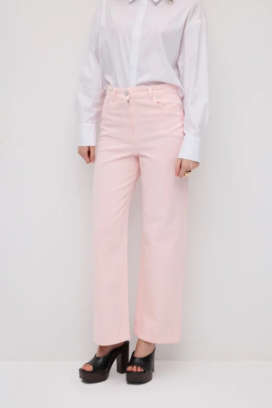 5-Pocket Straight Leg Denim Pants - Pink - 2