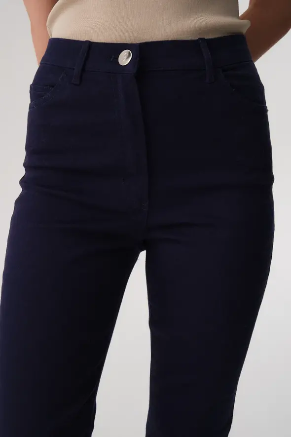 5-Pocket Straight Leg Pants - Navy Blue - 4
