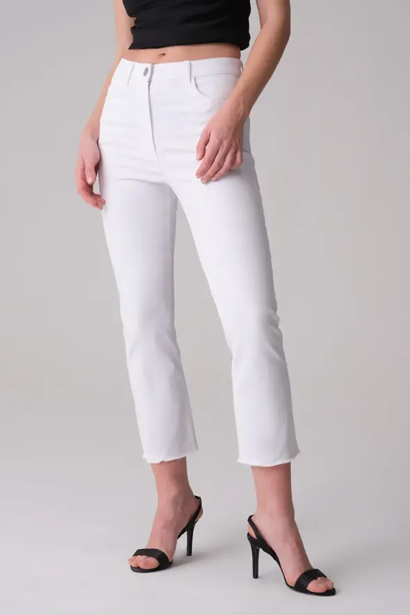 5-Pocket Straight Leg Pants - White - 1