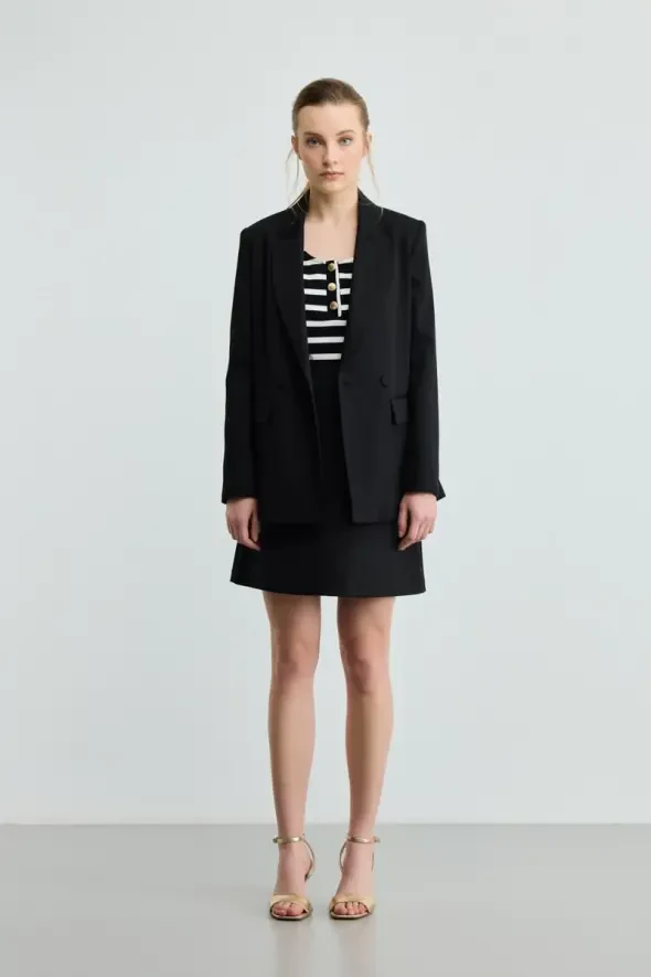 A-Line Mini Skirt - Black - 1