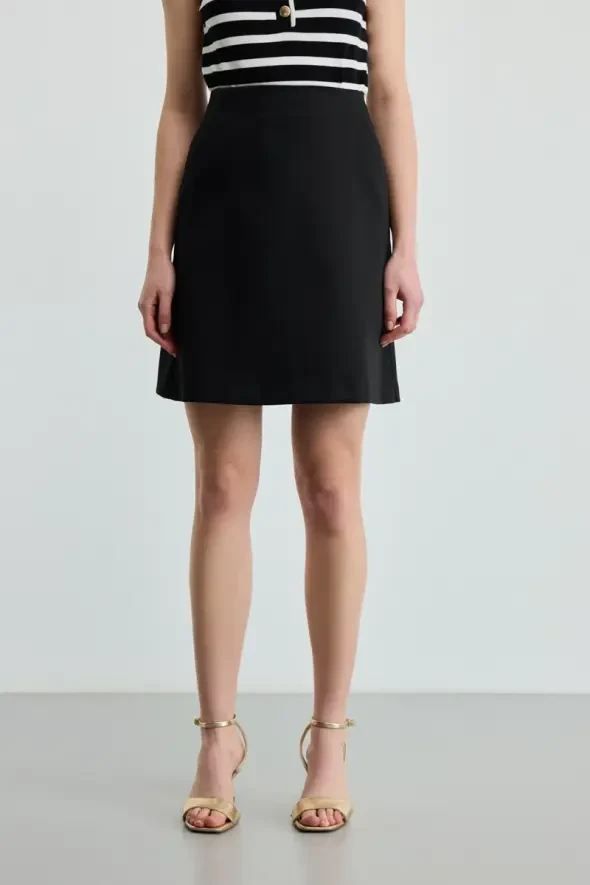 A-Line Mini Skirt - Black - 2