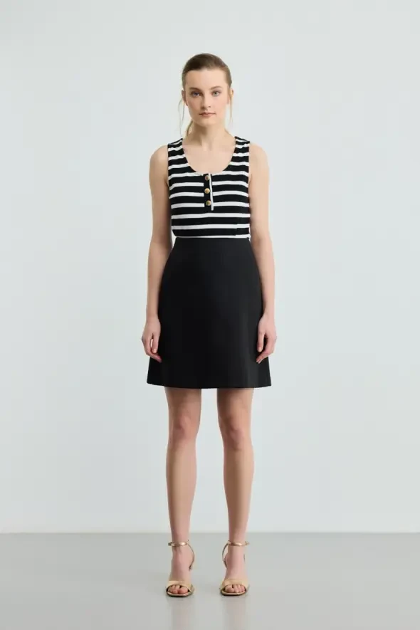 A-Line Mini Skirt - Black - 3