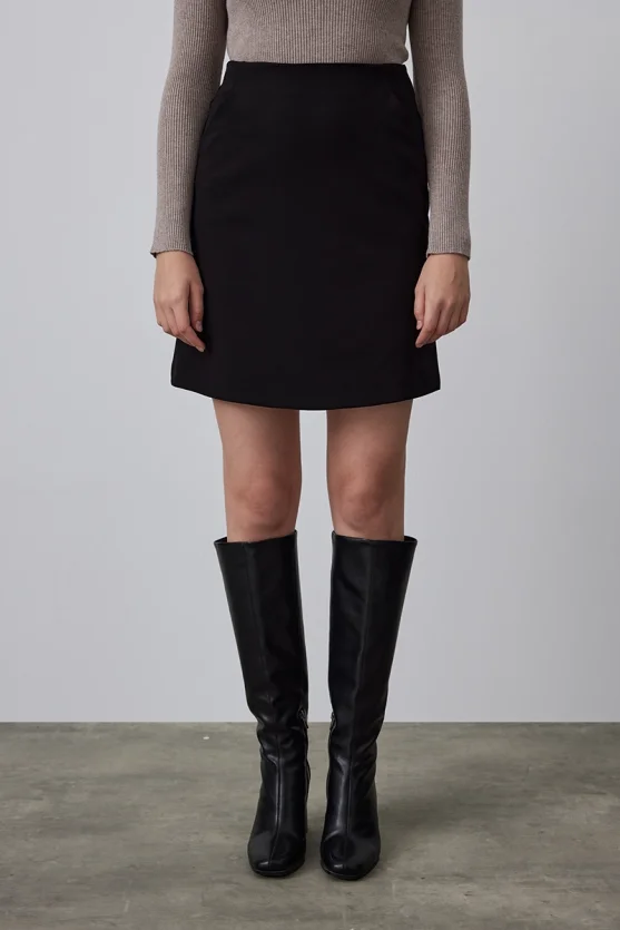 A-Line Mini Skirt - Black - Gusto
