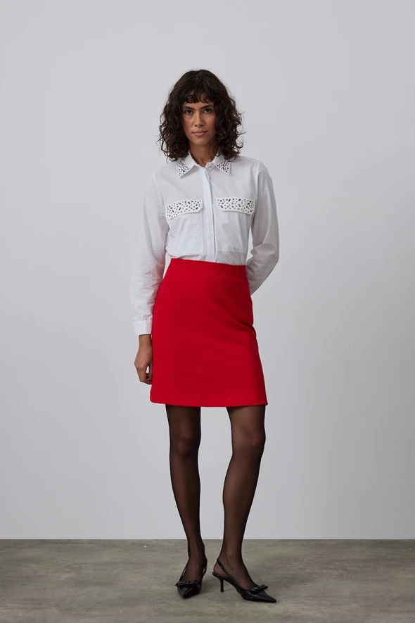 A-line Mini Skirt - Red - 3